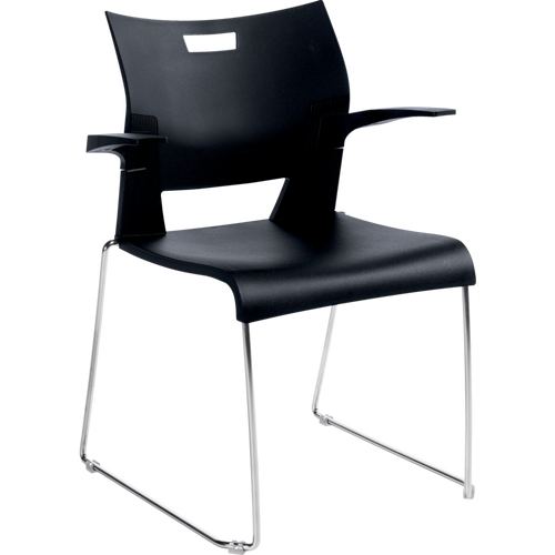 Global Duet 6620 BLK CM stacking armchair with black plastic seat and chrome frame – ANP Office Furniture