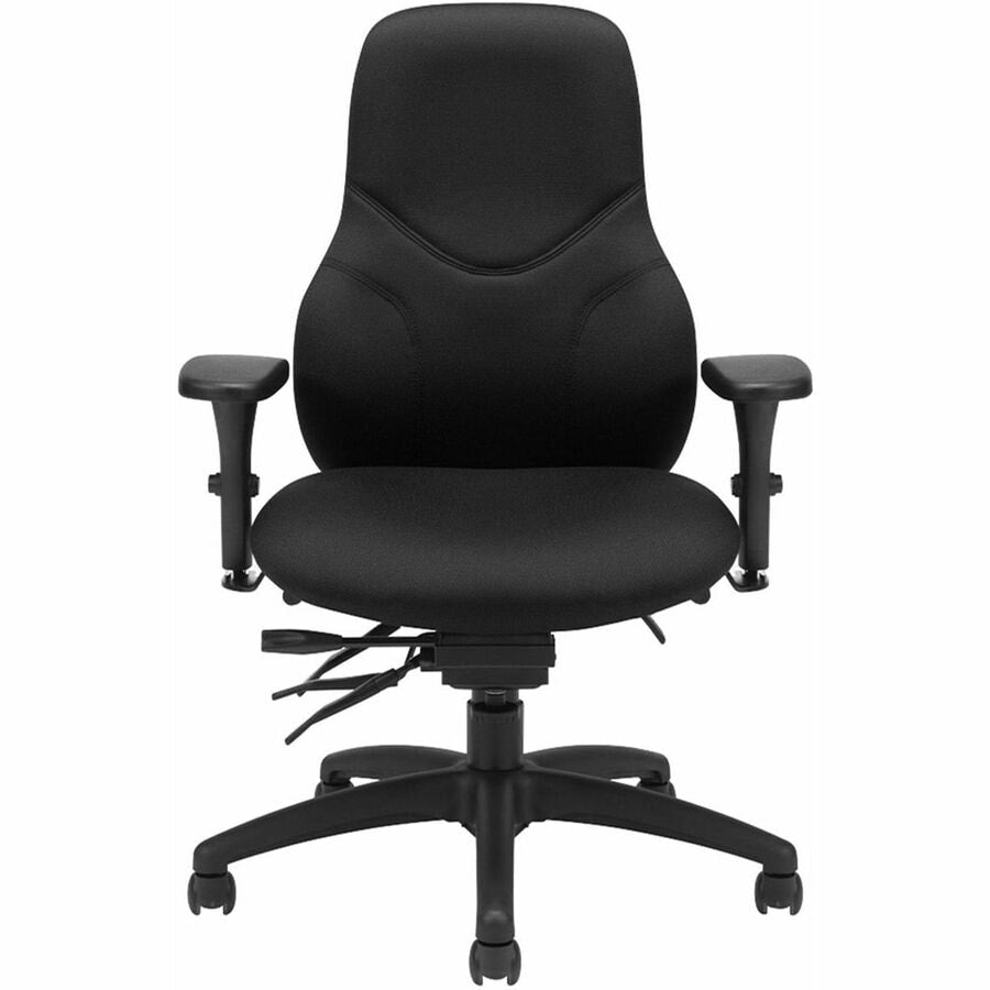 Front view of the Fusion Carbon fabric Global Tritek 7482-3 high back multi-tilter ergonomic office chair with adjustable armrests