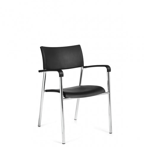 Offices to Go Dori 2 OTG1220B stacking armchair with black polypropylene seat and chrome legs – ANP Office Furniture