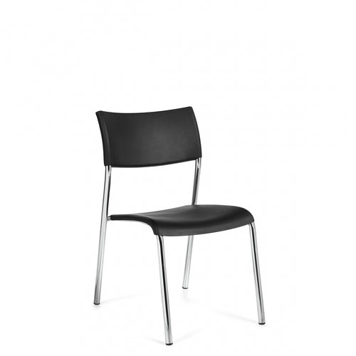 Offices to Go Dori 2 OTG1221B armless stacking chair with black polypropylene seat and chrome legs – ANP Office Furniture Canada