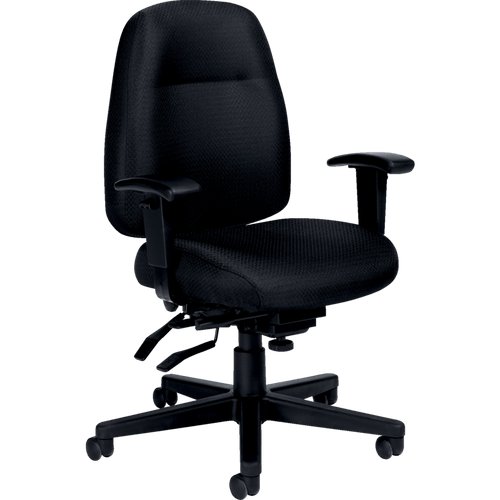 Offices to Go Full-Time MVL2900 medium back ergonomic multi-tilter chair in black quilt fabric
