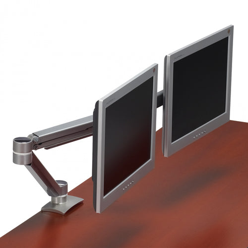 Offices to Go MVL2SDEH dual monitor double extension desk mount arm with height adjustment and enclosed cable manager