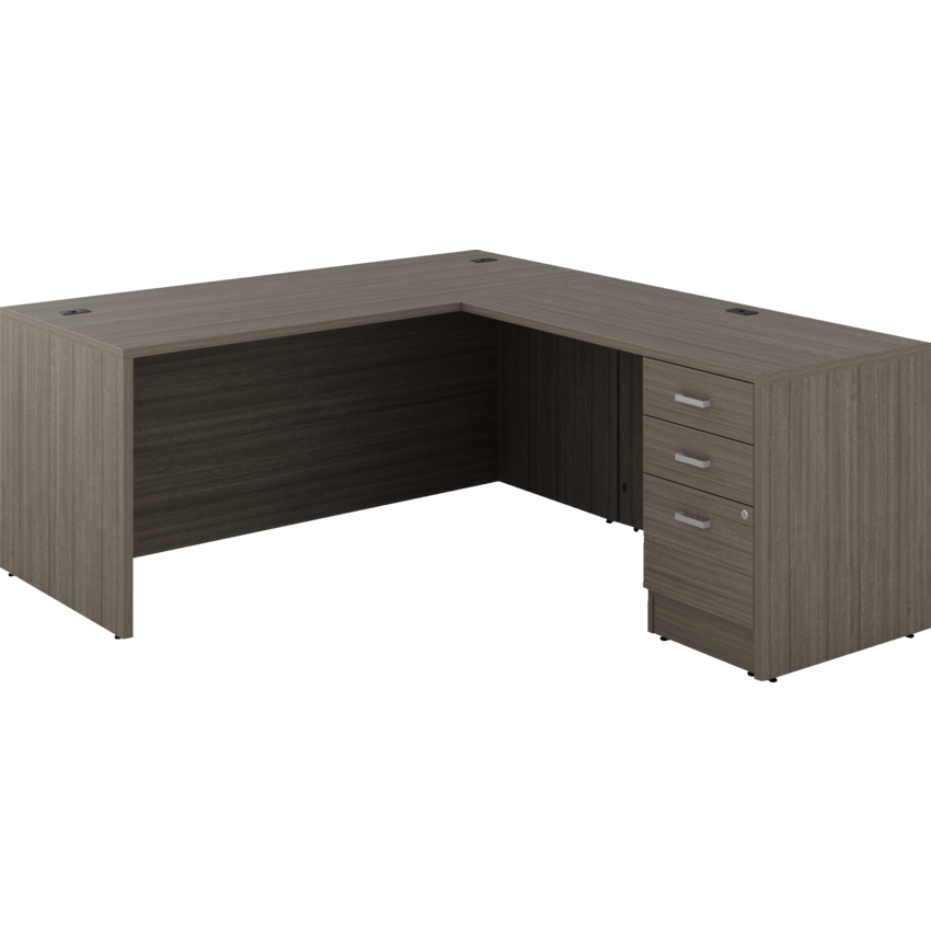 Newland L-Shaped Desk, Absolute Acajou Finish, 66" x 78"
