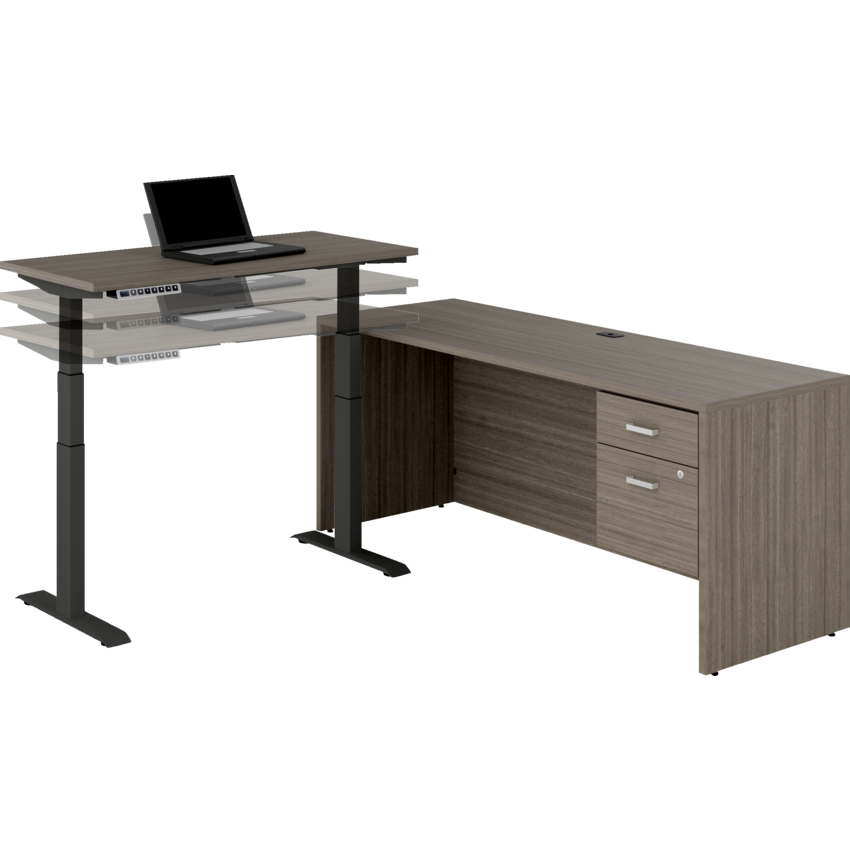 Newland "L" Shaped Desk with 3-Stage Height Adjustable Table