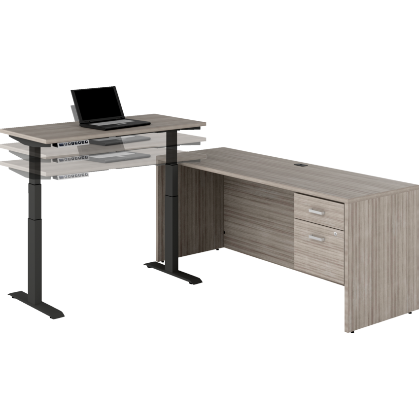 Newland "L" Shaped Desk with 3-Stage Height Adjustable Table
