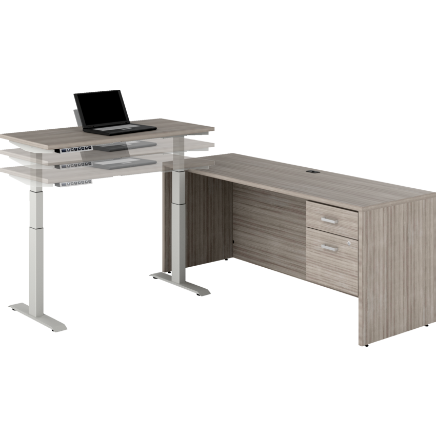 Newland "L" Shaped Desk with 3-Stage Height Adjustable Table