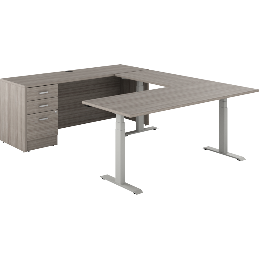 Newland "U" Shaped Desk with 3-Stage Height Adjustable Table