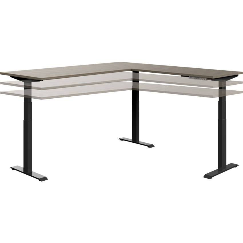Newland "L" Shaped Height Adjustable Table - 70"W x 70"D