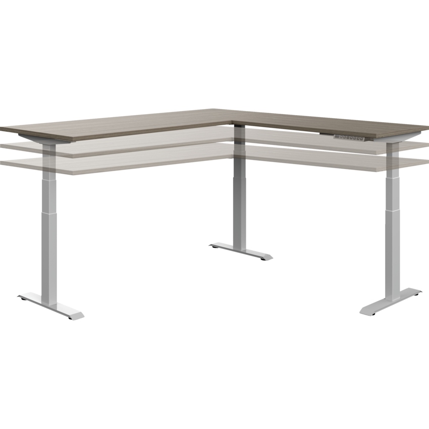 Newland "L" Shaped Height Adjustable Table - 70"W x 70"D