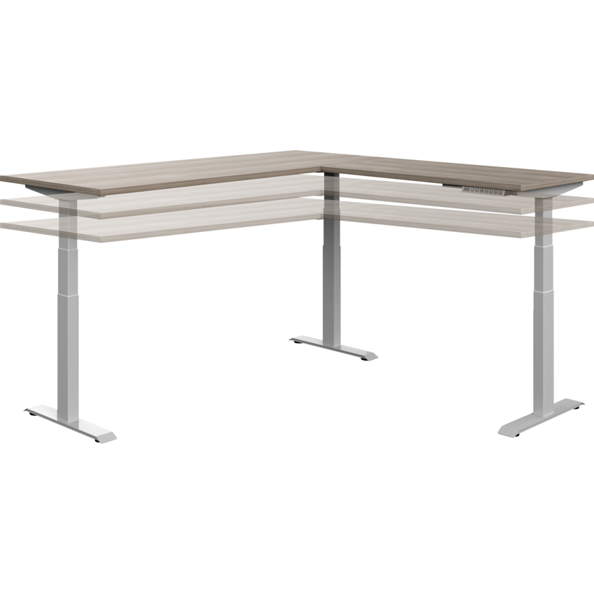 Newland "L" Shaped Height Adjustable Table - 70"W x 70"D