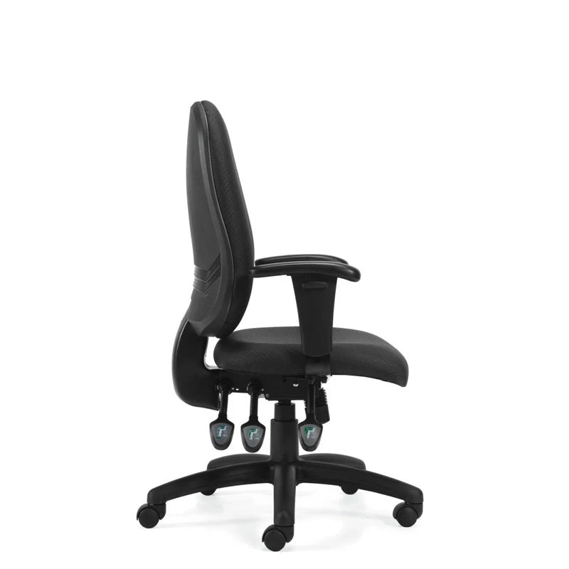 Offices to Go Six 13 (OTG11613B) black fabric ergonomic chair - Side view profile from A&N Office Furniture.